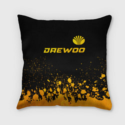 Подушка квадратная Daewoo - gold gradient: символ сверху, цвет: 3D-принт