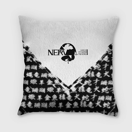 Подушка квадратная Евангелион логотип Nerv anime / 3D-принт – фото 1