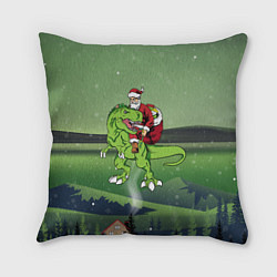 Подушка квадратная Санта на дино, цвет: 3D-принт
