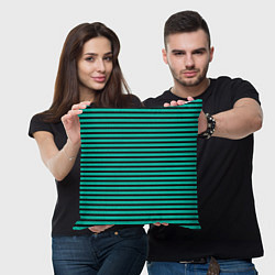 Подушка квадратная Зелёный в чёрную полоску, цвет: 3D-принт — фото 2