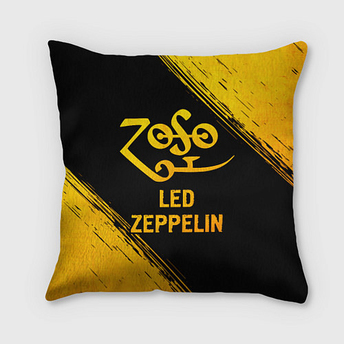 Подушка квадратная Led Zeppelin - gold gradient / 3D-принт – фото 1