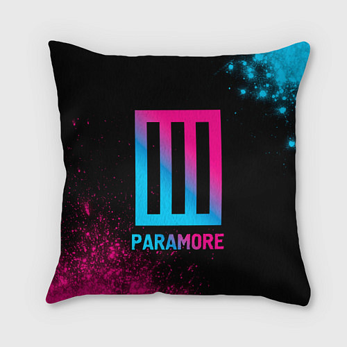 Подушка квадратная Paramore - neon gradient / 3D-принт – фото 1
