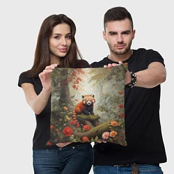 Подушка квадратная Красная панда в лесу, цвет: 3D-принт — фото 2
