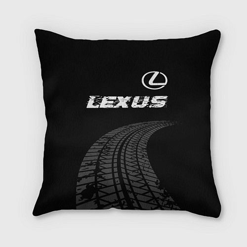 Подушка квадратная Lexus speed на темном фоне со следами шин: символ / 3D-принт – фото 1