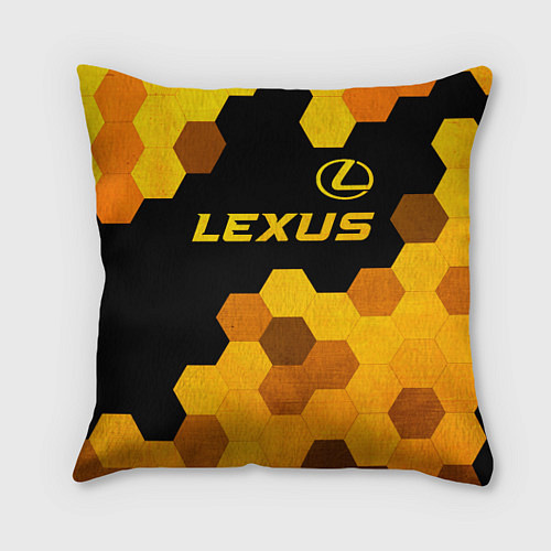 Подушка квадратная Lexus - gold gradient: символ сверху / 3D-принт – фото 1