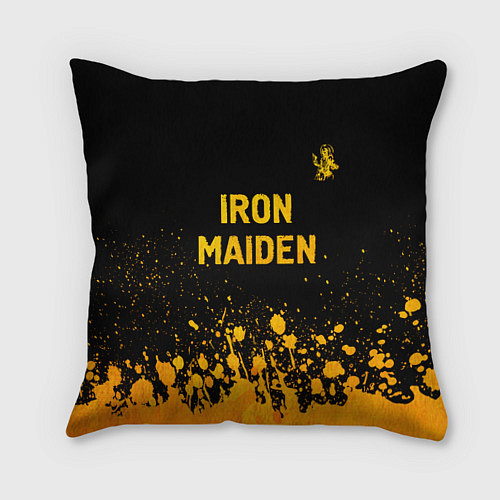 Подушка квадратная Iron Maiden - gold gradient: символ сверху / 3D-принт – фото 1