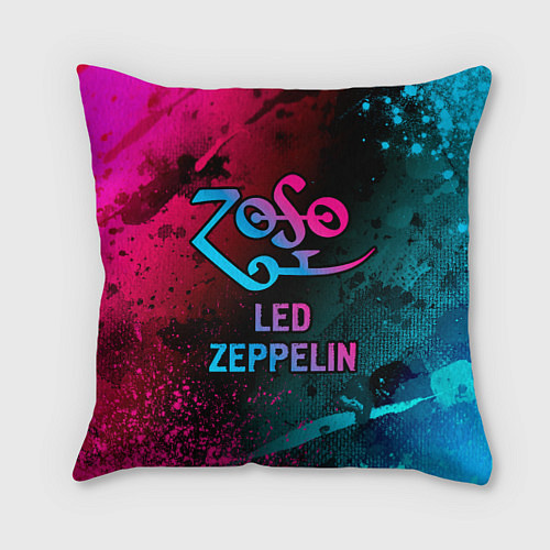 Подушка квадратная Led Zeppelin - neon gradient / 3D-принт – фото 1