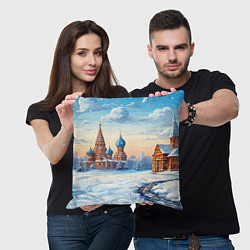Подушка квадратная Российская зима, цвет: 3D-принт — фото 2