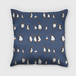 Подушка квадратная Забавное семейство пингвинов, цвет: 3D-принт