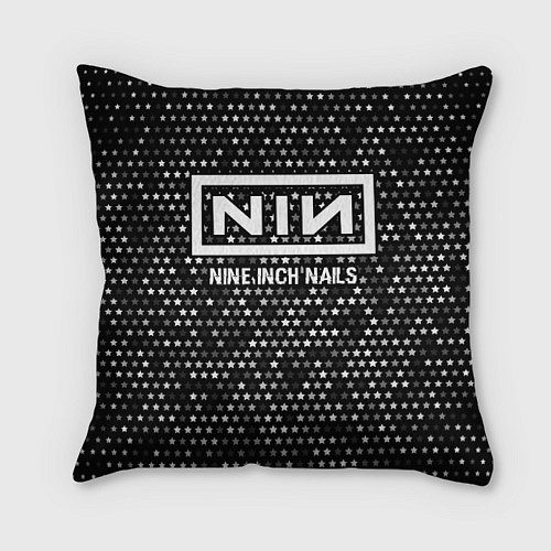 Подушка квадратная Nine Inch Nails glitch на темном фоне / 3D-принт – фото 1