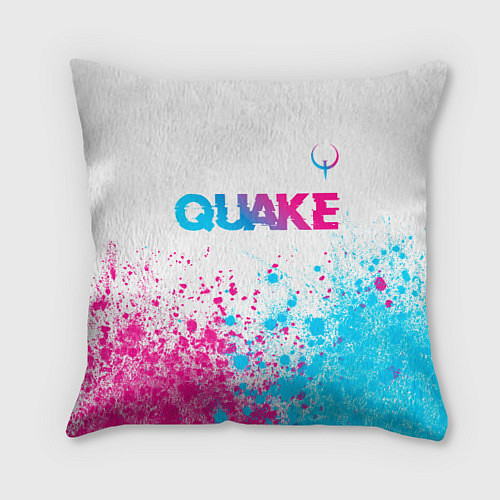 Подушка квадратная Quake neon gradient style посередине / 3D-принт – фото 1