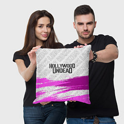 Подушка квадратная Hollywood Undead rock legends посередине, цвет: 3D-принт — фото 2