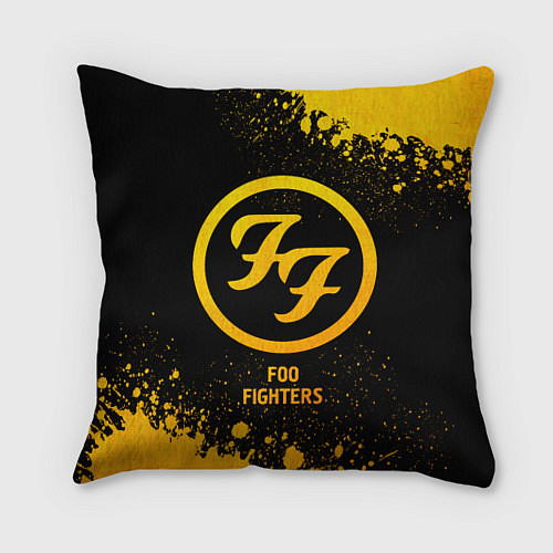 Подушка квадратная Foo Fighters - gold gradient / 3D-принт – фото 1