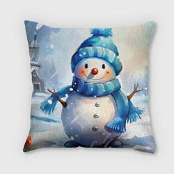 Подушка квадратная Большой снеговик, цвет: 3D-принт