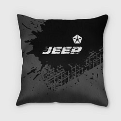 Подушка квадратная Jeep speed на темном фоне со следами шин посередин, цвет: 3D-принт