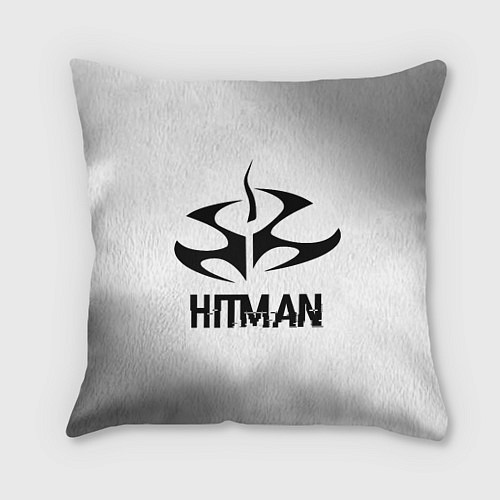 Подушка квадратная Hitman glitch на светлом фоне / 3D-принт – фото 1