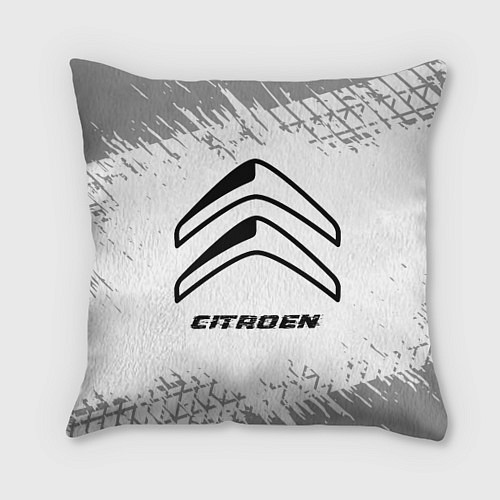 Подушка квадратная Citroen speed на светлом фоне со следами шин / 3D-принт – фото 1