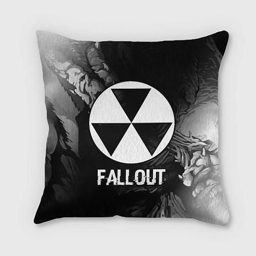 Подушка квадратная Fallout glitch на темном фоне / 3D-принт – фото 1