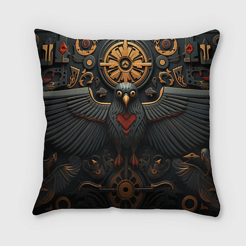 Подушка квадратная Ворон в славянском стиле / 3D-принт – фото 1