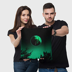 Подушка квадратная Неоновая зеленая луна, цвет: 3D-принт — фото 2