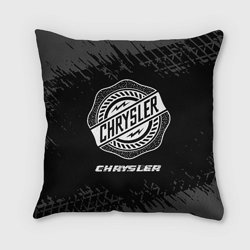 Подушка квадратная Chrysler speed на темном фоне со следами шин / 3D-принт – фото 1