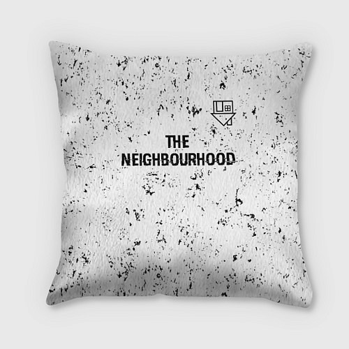 Подушка квадратная The Neighbourhood glitch на светлом фоне посередин / 3D-принт – фото 1