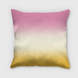 Подушка квадратная Розовый бежевый желтый градиент, цвет: 3D-принт
