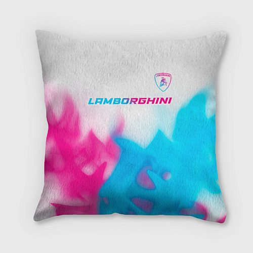 Подушка квадратная Lamborghini neon gradient style посередине / 3D-принт – фото 1