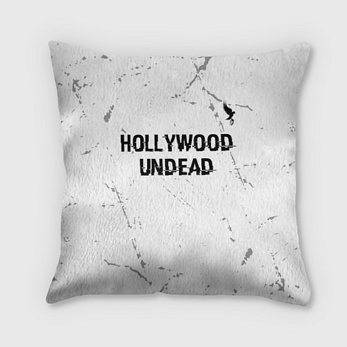 Подушка квадратная Hollywood Undead glitch на светлом фоне посередине / 3D-принт – фото 1