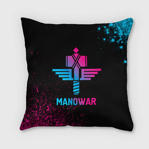 Подушка квадратная Manowar - neon gradient / 3D-принт – фото 1