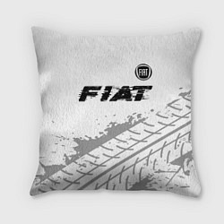 Подушка квадратная Fiat speed на светлом фоне со следами шин посереди, цвет: 3D-принт