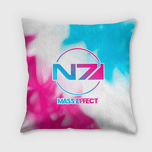 Подушка квадратная Mass Effect neon gradient style / 3D-принт – фото 1