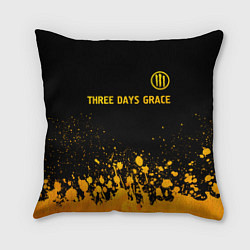 Подушка квадратная Three Days Grace - gold gradient посередине, цвет: 3D-принт