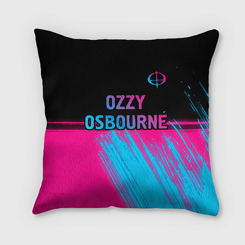 Подушка квадратная Ozzy Osbourne - neon gradient посередине / 3D-принт – фото 1