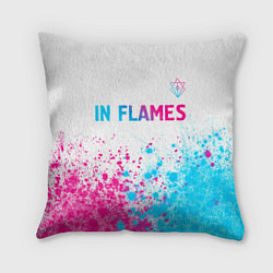 Подушка квадратная In Flames neon gradient style посередине, цвет: 3D-принт