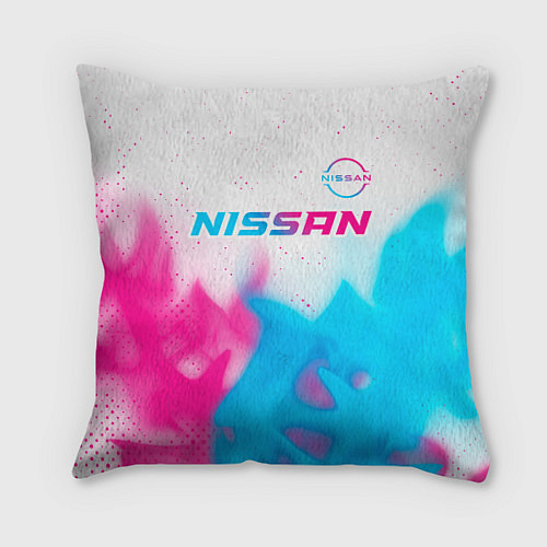Подушка квадратная Nissan neon gradient style посередине / 3D-принт – фото 1