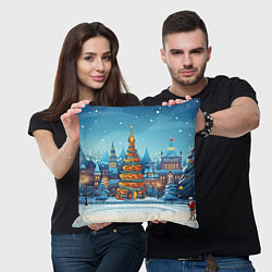 Подушка квадратная Новогоднее настроение елочка, цвет: 3D-принт — фото 2