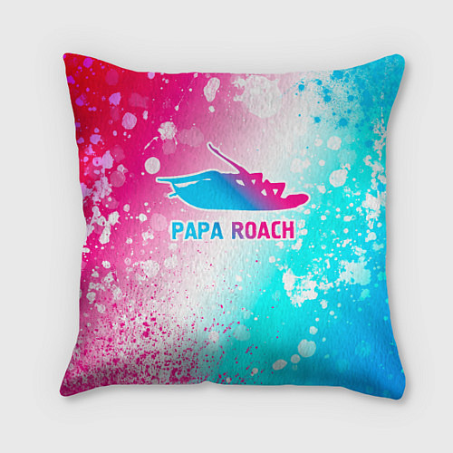 Подушка квадратная Papa Roach neon gradient style / 3D-принт – фото 1