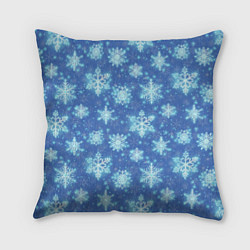 Подушка квадратная Pattern with bright snowflakes