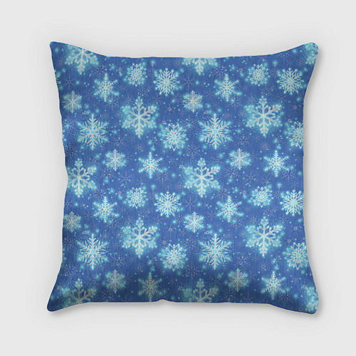 Подушка квадратная Pattern with bright snowflakes / 3D-принт – фото 1