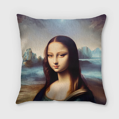 Подушка квадратная Нейросеть - азиатская Мона Лиза / 3D-принт – фото 1