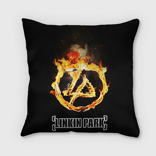 Подушка квадратная Linkin Park - fire logo / 3D-принт – фото 1