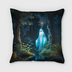 Подушка квадратная Призрак в лесу у воды, цвет: 3D-принт
