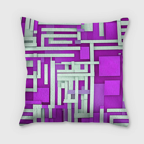 Подушка квадратная Полосы на фиолетовом фоне / 3D-принт – фото 1