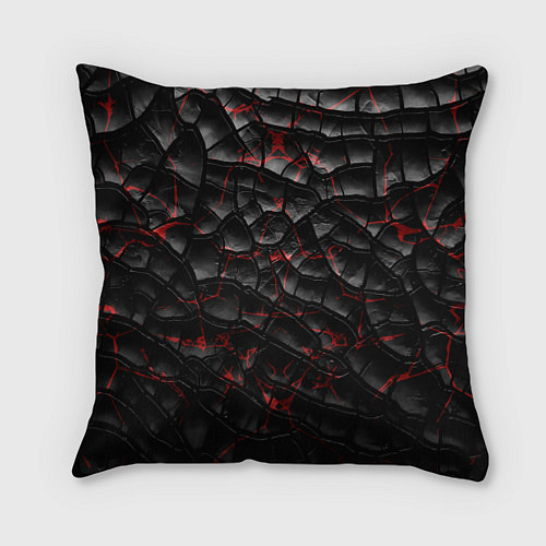 Подушка квадратная Трещины черные / 3D-принт – фото 1
