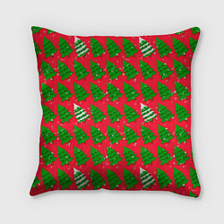Подушка квадратная Рождественские ёлки, цвет: 3D-принт