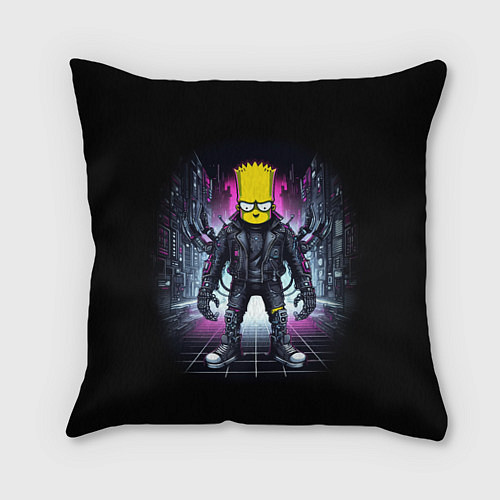 Подушка квадратная Cool Bart Simpson - cyberpunk - ai art / 3D-принт – фото 1
