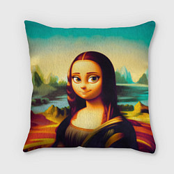 Подушка квадратная Нейросеть - Мона Лиза в стиле Pixar