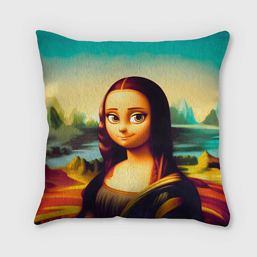 Подушка квадратная Нейросеть - Мона Лиза в стиле Pixar / 3D-принт – фото 1