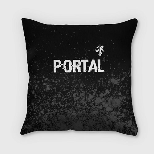 Подушка квадратная Portal glitch на темном фоне посередине / 3D-принт – фото 1